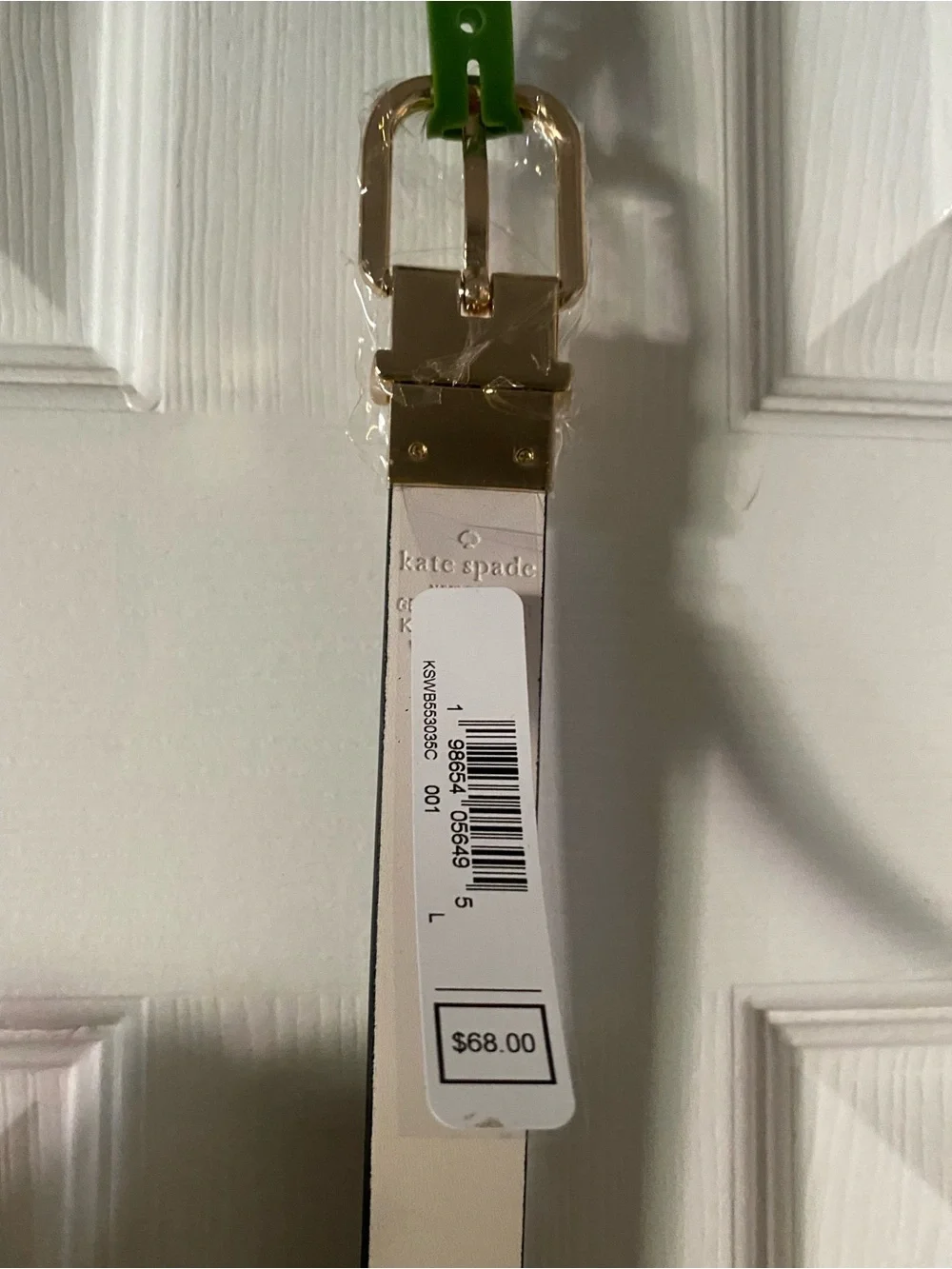 kate spade black and white reversible leather belt with gold buckle